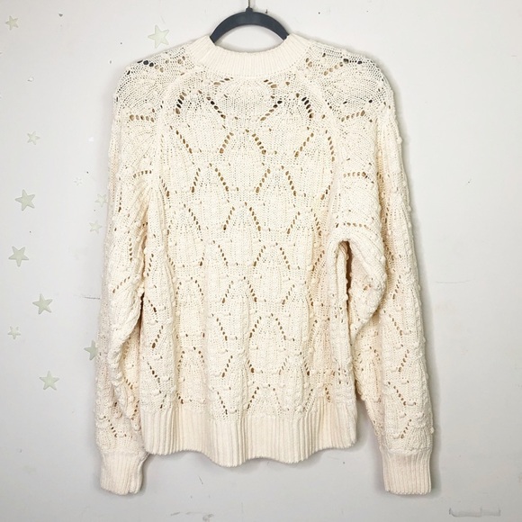 H & M  cream cotton swis dot open knit sweater - Picture 2 of 10